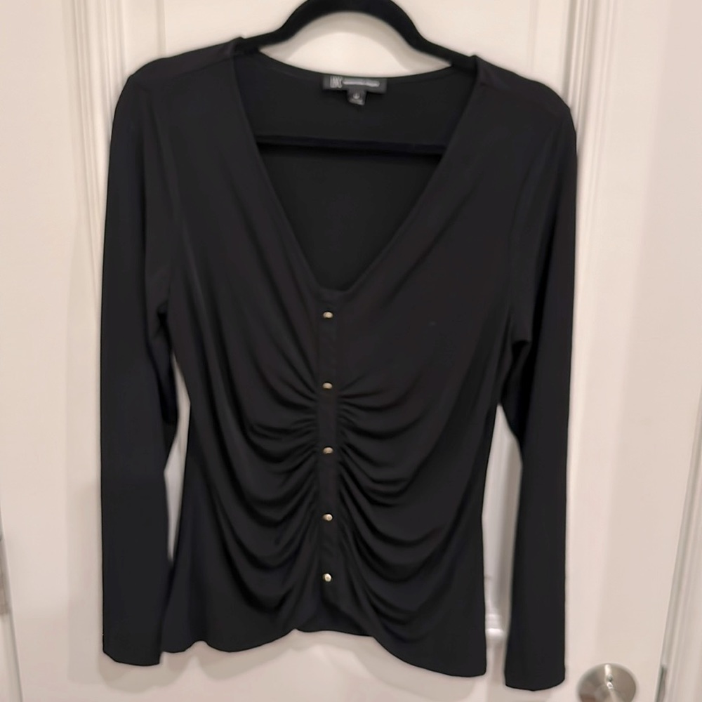Inc International Concepts Long Sleeve Blouse with Gold Buttons